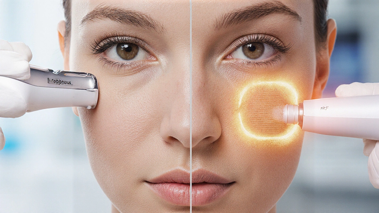 Before and after illustration of Morpheus8 treatment showing improved skin texture and lift.