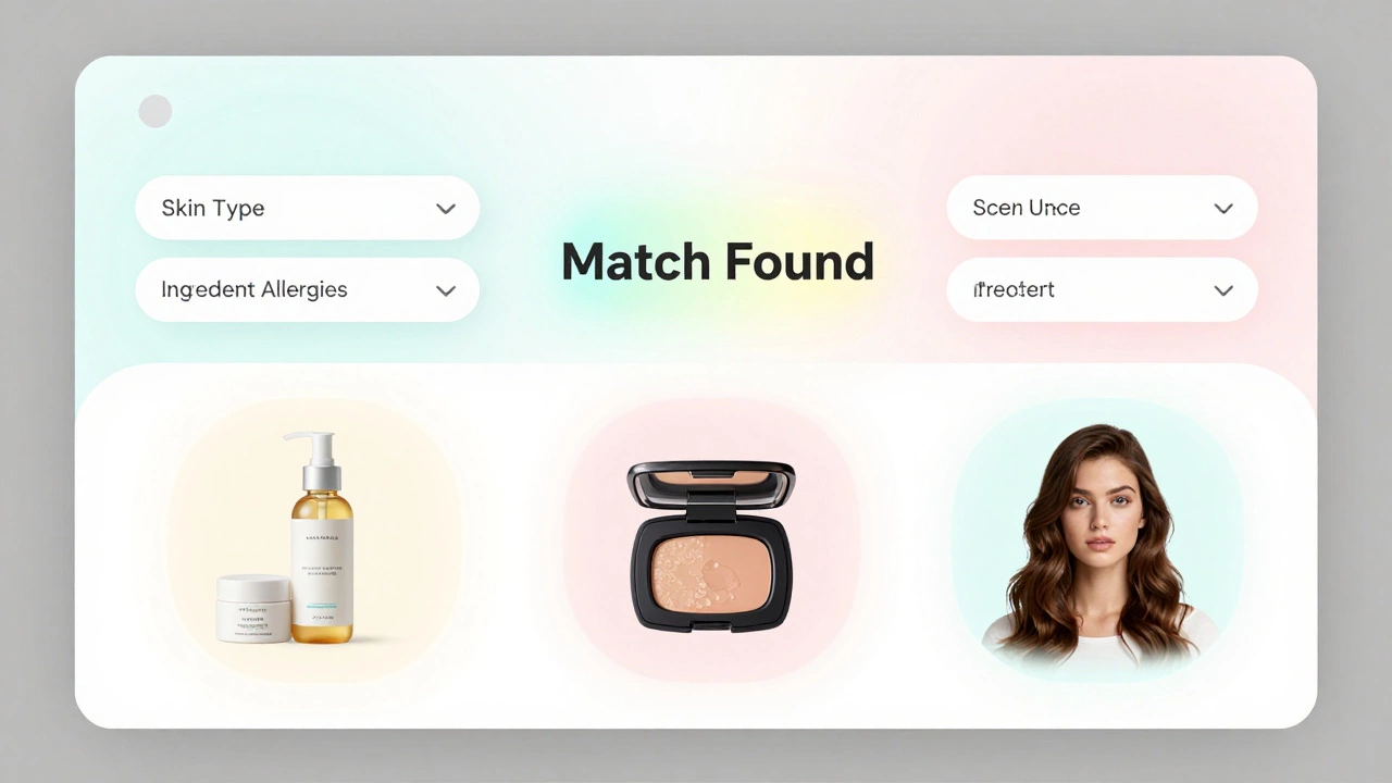 A personalized subscription profile dashboard with product icons and match animation, no text visible.