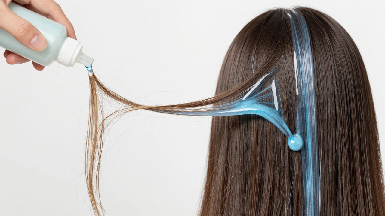Comparison of brittle bleached hair versus smooth treated strands