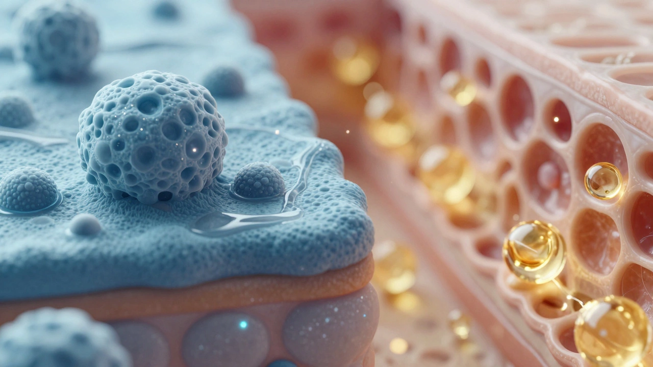 Microscopic view showing advanced ingredient penetration into skin cells