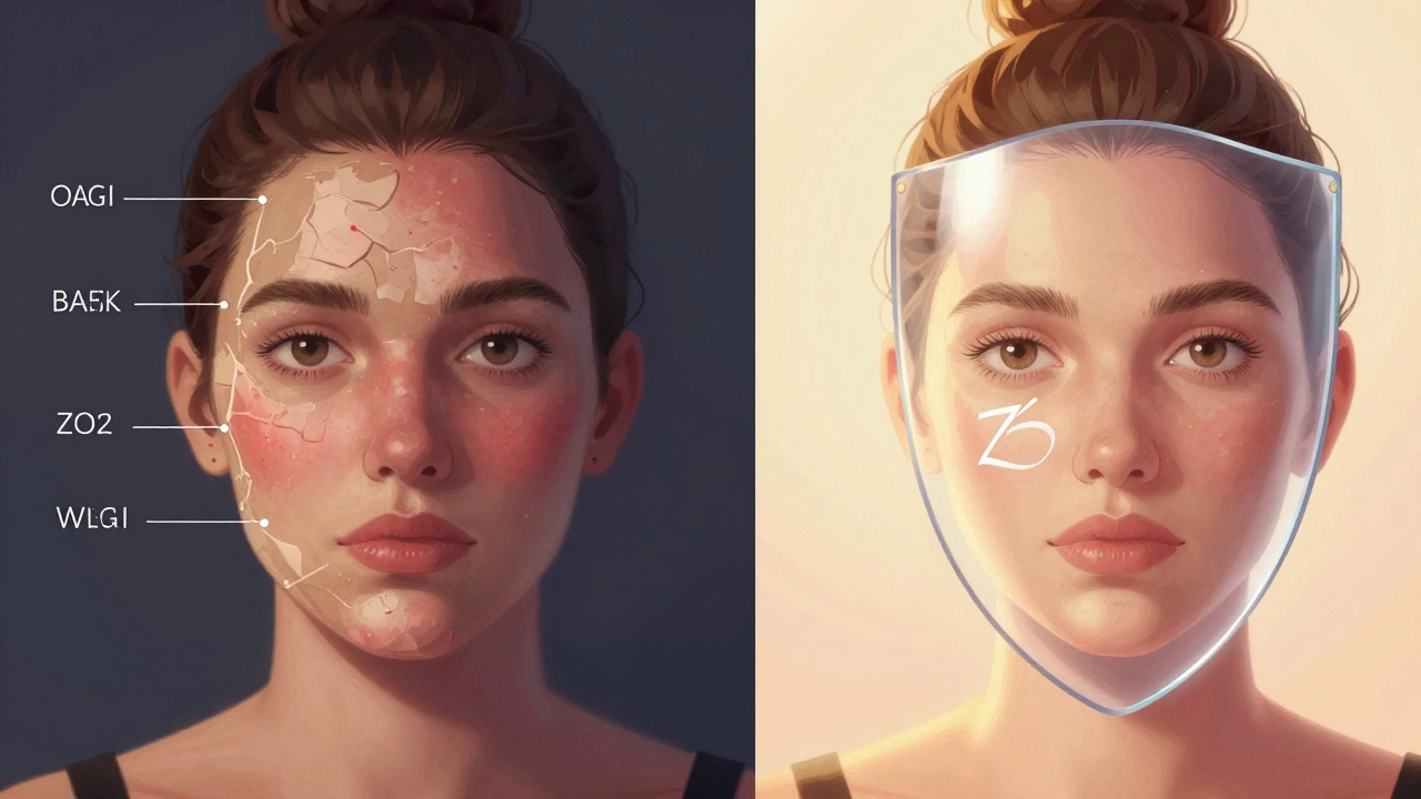 Split view of aggressive skin repair vs long term glow