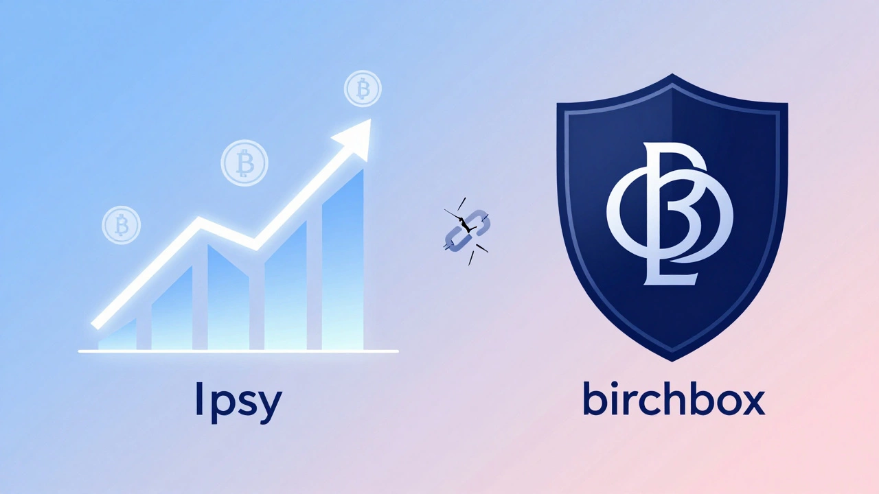 Illustration of stock charts versus luxury shields separated by a broken chain link