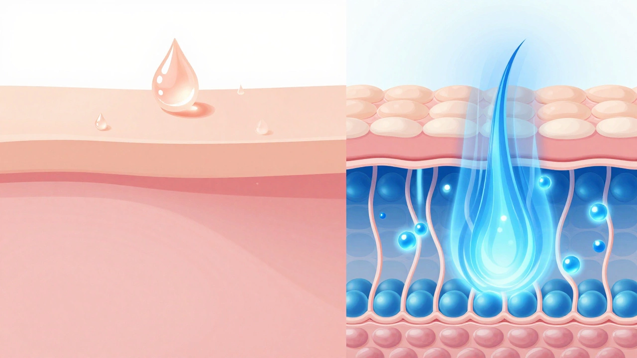 Illustration showing deep skin penetration of active ingredients