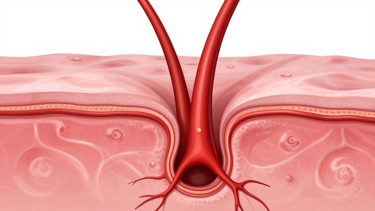 Illustration of blood flow stimulating a hair follicle root