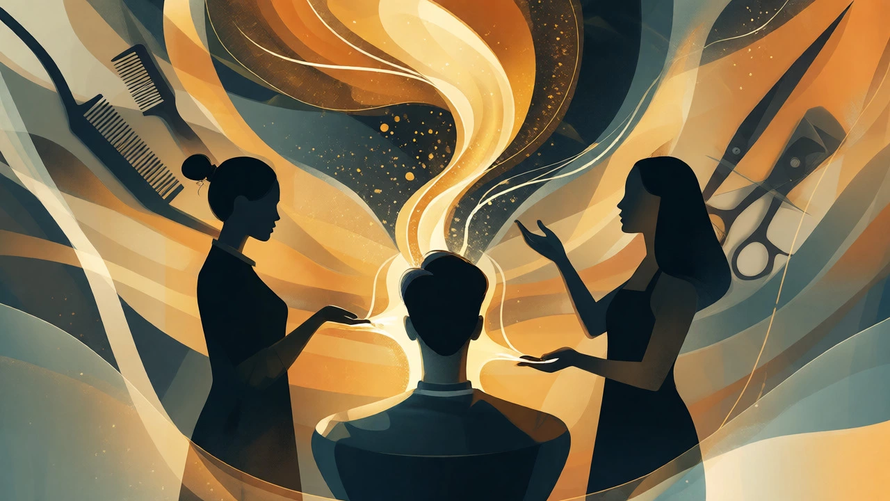 Abstract visualization of tip distribution flowing to salon staff members.