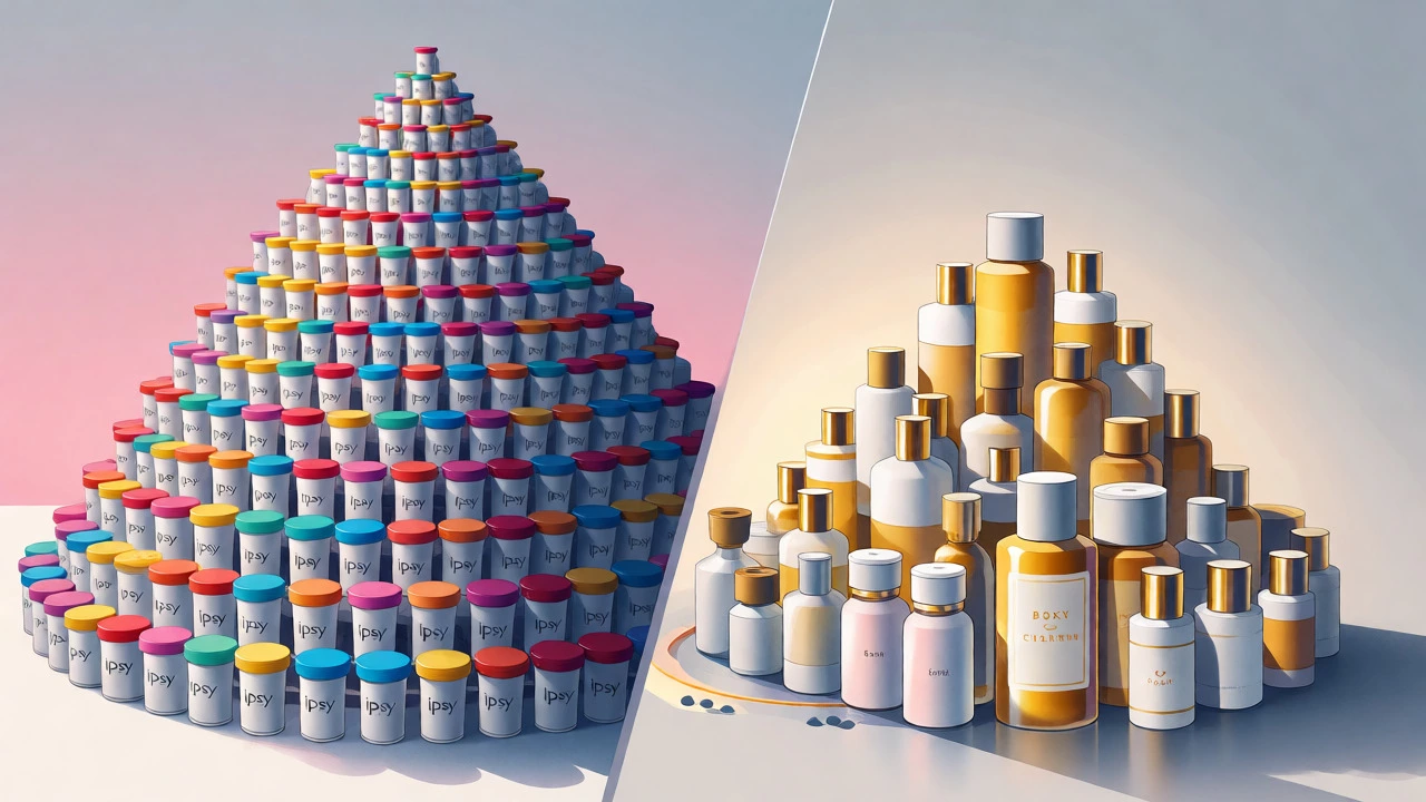 Conceptual comparison of mini sample volume versus full-size luxury value.