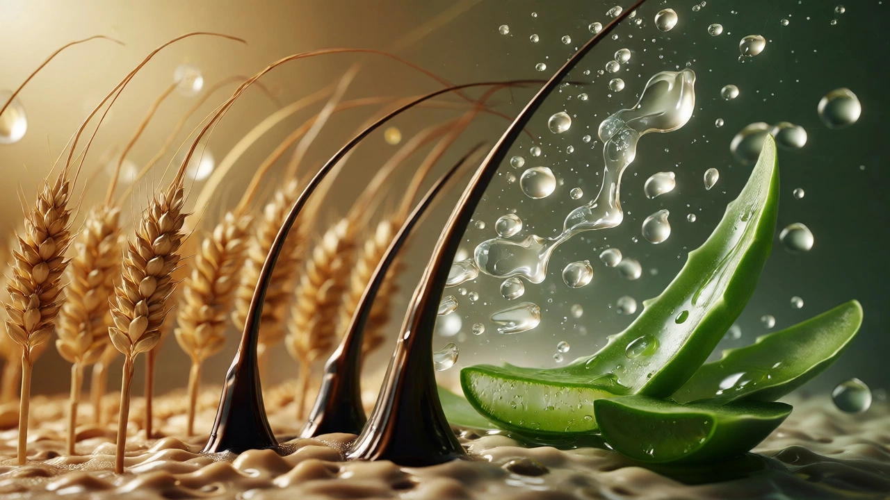 Conceptual image balancing protein and moisture for hair health